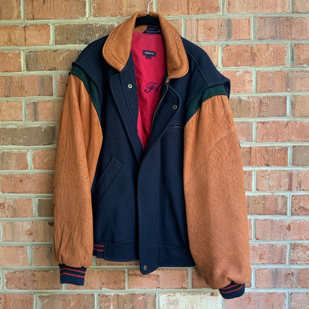 GANT “Flyer” Wool/Leather Varsity Bomber Jacket
